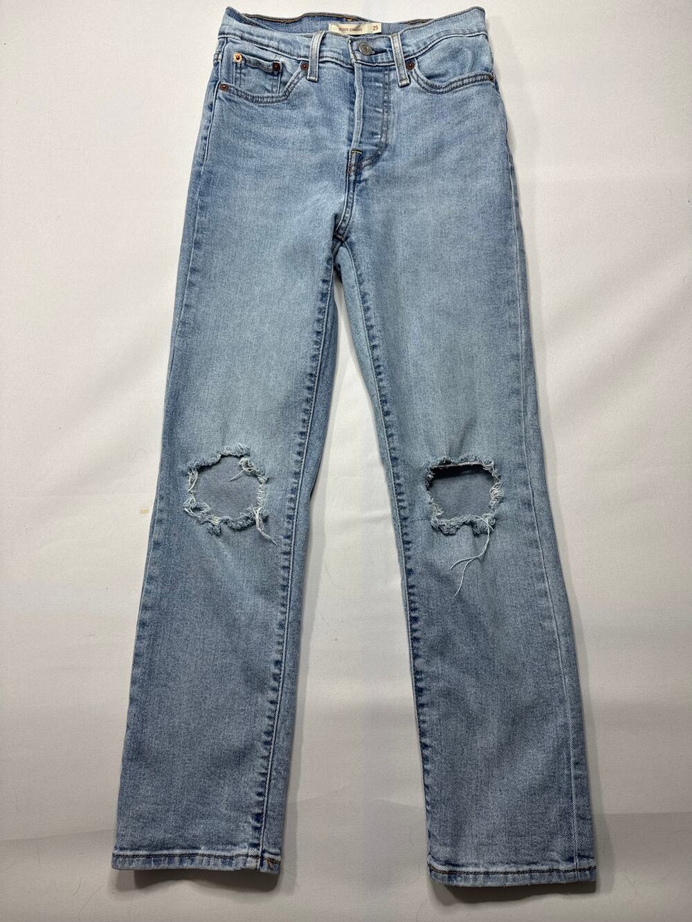 Levi's Women's Button Fly Wedgie Straight Leg Blue Jeans - Size 25x28 (24x27)
